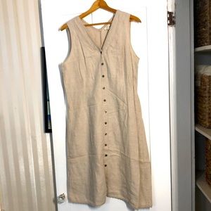 J Jill linen dress w/ princess seams & lace edges